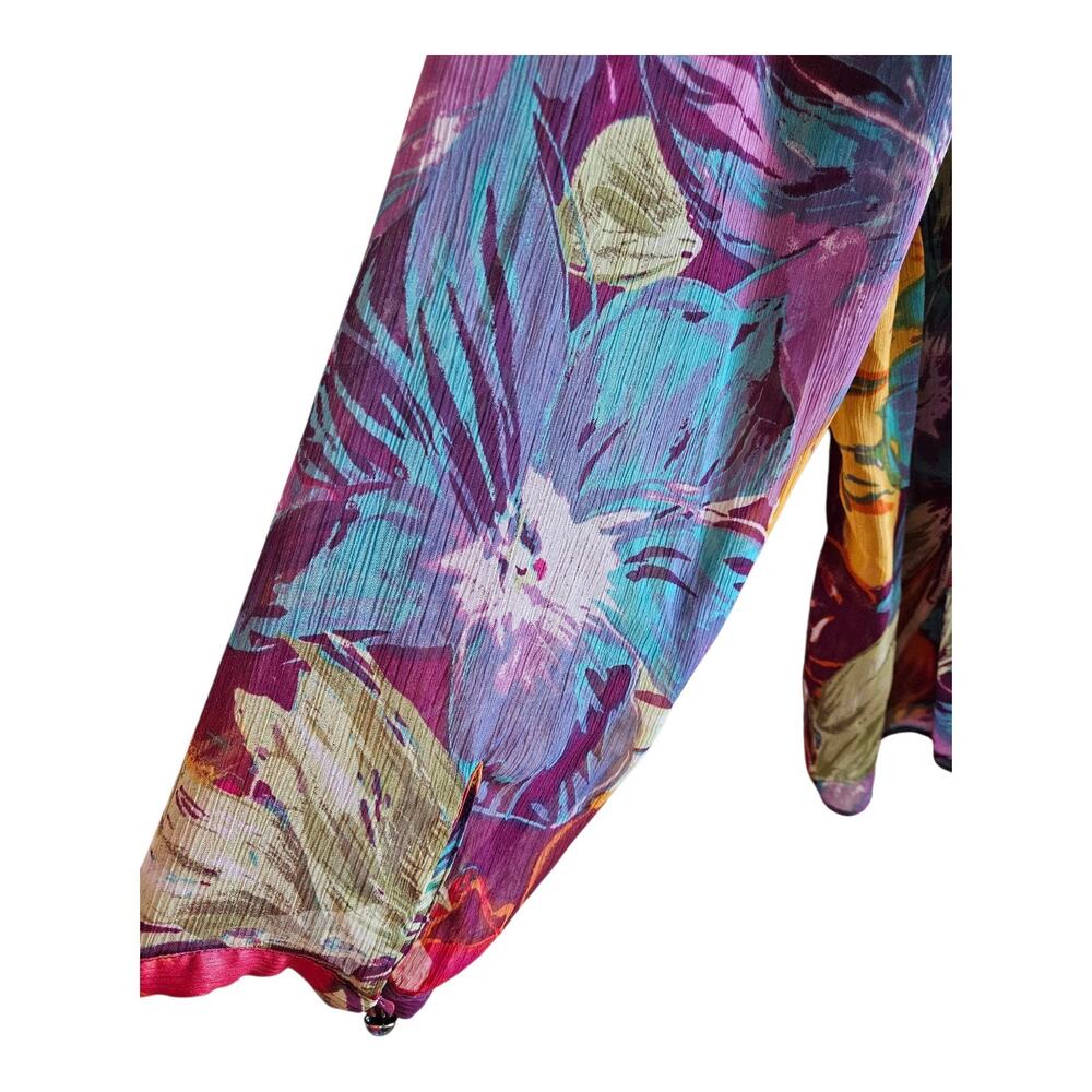 LANE BRYANT Plus 22 24 Babydoll Blouse Semi Sheer Multicolor Embellished Bust 50 - Picture 5 of 8
